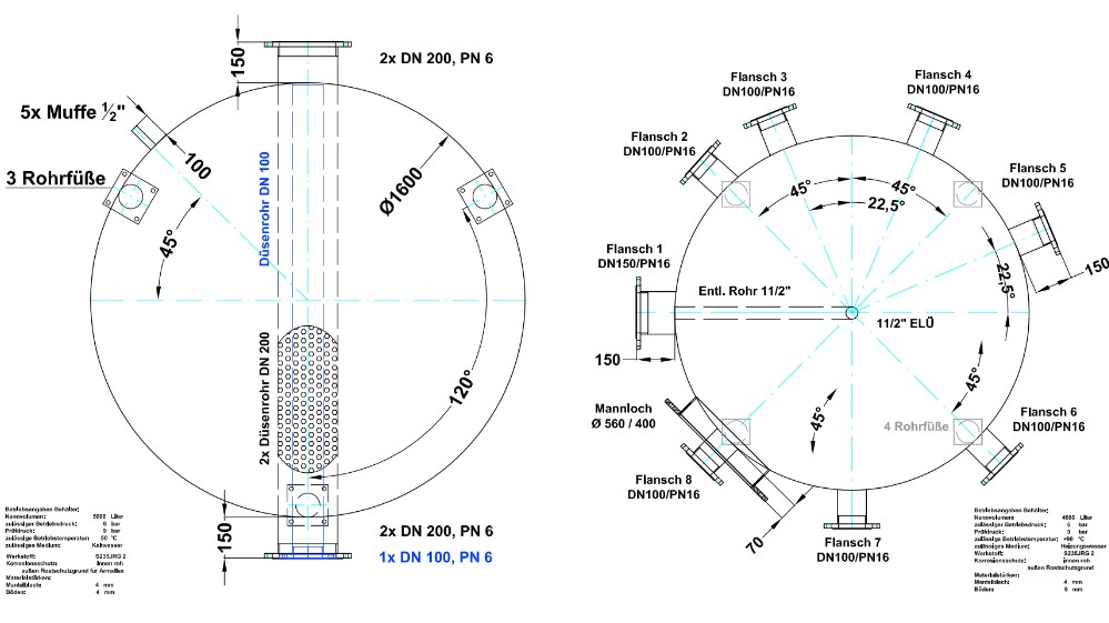 Maße Größe Pufferspeicher Ausführungen-vorlagen-konstruktion-abteilung